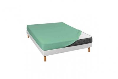 TERRE DE NUIT Drap housse jersey vert jade bonnet 30 cm 100% coton biologique 80x190
