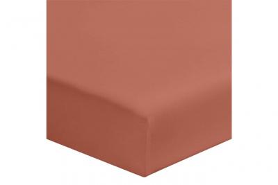 TERRE DE NUIT Drap housse terracotta 100% coton bonnet 30 cm 120x190 cm - Orange