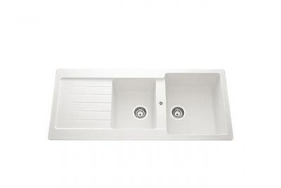 SCHOCK Evier granit blanc  ledis 2 bacs 1 &eacute;gouttoir