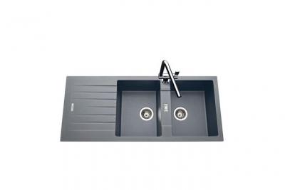 LUISINA Vier granit gris albey 2 bacs 1 &eacute;gouttoir - gris