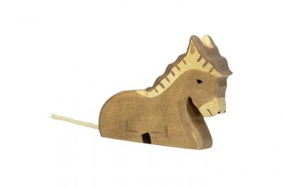 HOLZTIGER Figurine en bois  : animaux de la ferme : &acirc;ne allong&eacute;