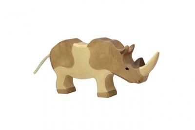 HOLZTIGER Figurine en bois  : Animaux de la Jungle : Rhinoc&eacute;ros
