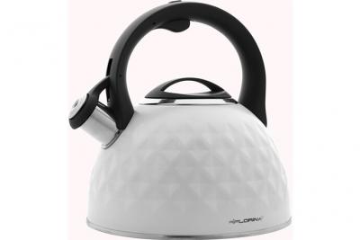 FLORINA Bouilloire &agrave; Induction Th&eacute;i&egrave;re Sifflet 2,5L Acier Inox., Design Moderne,, Diamond, , Blanc