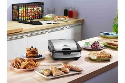TEFAL  gaufrier &eacute;lectrique 2 en 1 pour Gaufres et Croques 700W Noir Inox