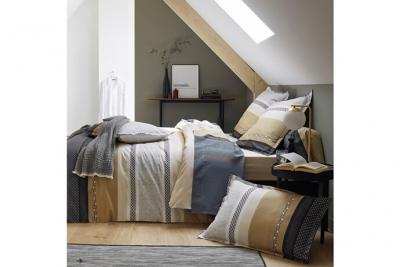 LINNEA  Housse de couette 240x220 cm percale 100% coton MARLOW acier