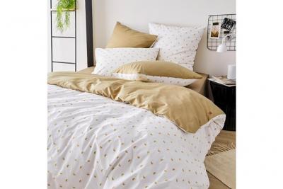 LINNEA Housse de Couette 300x240 cm Percale 100% Coton Alex Marron Moka