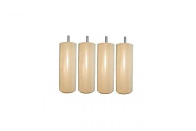 Jeu de 4 pieds cylindriques bois vernis-Hauteur 17 cm-Bois Clair