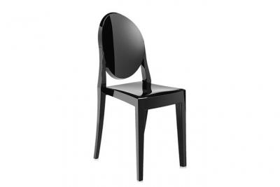 Chaise - VICTORIA GHOST Polycarbonate Noir brillant L 38cm x P 52cm x H 89cm, assise H 46cm