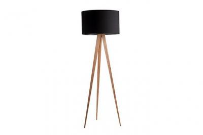 ZUIVER Lampadaire en m&eacute;tal noir et bois 151cm Tripod - 