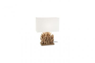 IDEAL LUX Lampe &agrave; poser Snell structure bois naturel et abat jour tissu