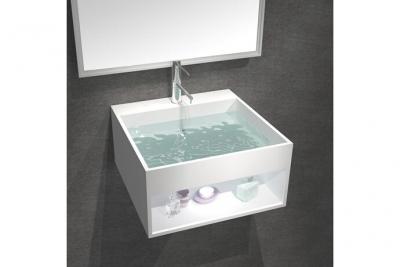 Lavabo Suspendu Carr&eacute; - Solid Surface Blanc Mat - 50x50 cm - AllDay