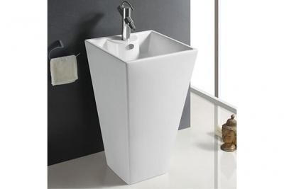 Lavabo Totem Carr&eacute; - C&eacute;ramique Blanc - 48x82 cm - Line