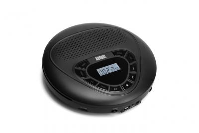  Lecteur CD Portable Rechargeable avec Haut Parleur - August SE10 - Lecteur MP3 Micro SD - Noir
