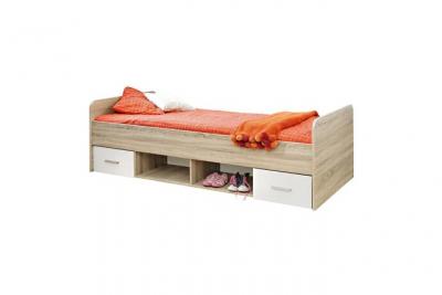 PRICE FACTORY Lit enfant 90x200 collection denver. Coloris ch&ecirc;ne et blanc. Tiroirs inclus