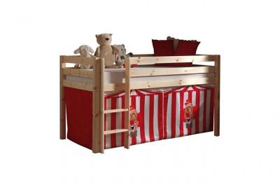 PARIS PRIX Lit mezzanine 90x200 cm avec tente clown pin massif clair Pino