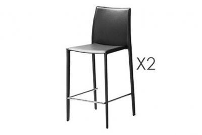 M-s - Lot de 2 chaises de bar en cuir recycl&eacute; coloris noir - bora bora