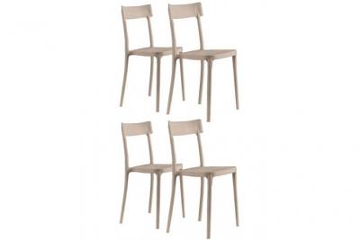 Lot de 4 chaises CORSOCOMO empilables polypropyl&egrave;ne sable