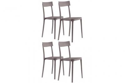 Lot de 4 chaises corsocomo empilables polypropyl&egrave;ne taupe 20100881258