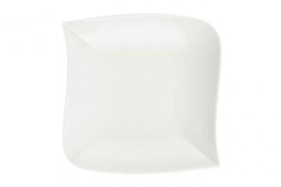 SECRET DE GOURMET Set de 6 assiettes creuses carr&eacute;e design vague - 21 cm x 21 cm - Porcelaine 