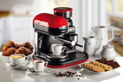 ARIETE Machine &Agrave; Expresso De 0,8l Avec Moulin &Agrave; Caf&eacute; Int&eacute;gr&eacute; 1080w Noir Rouge