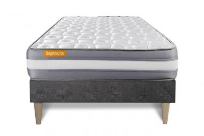 SEPTNUITS Matelas + sommier kit gris 90x200 Memo Plus M&eacute;moire de forme