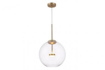 MAYTONI Suspension led dor&eacute; moderne avec abat-jour sph&eacute;rique transparent