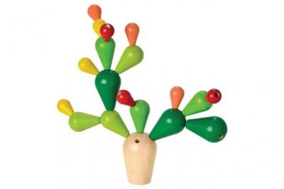 PLAN TOYS Mikado Cactus  en bois d'h&eacute;v&eacute;a 