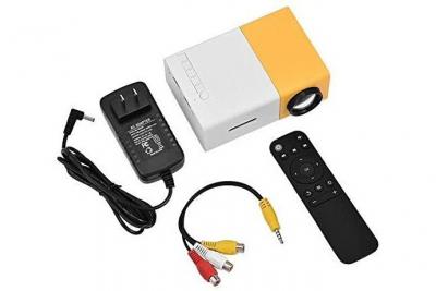 VENDOS85 Mini vid&eacute;oprojecteur de cin&eacute;ma maison avec hd 1080p hdmi / tf blanc jaune