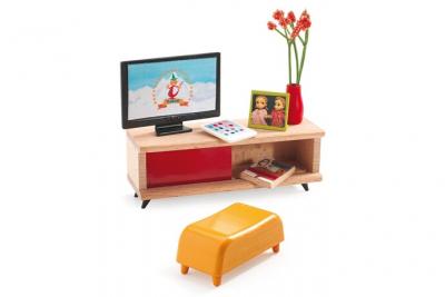 DJECO Salon t&eacute;l&eacute;vision  pour maison de poup&eacute;es