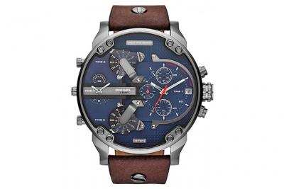 DIESEL Montre homme  mr daddy 2.0 dz7314 cuir brun et cadran bleu