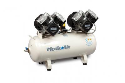 NUAIR Compresseur &agrave; air pour dentiste et laboratoires 2x3CV 2x2,2kW 400V Triphas&eacute; 90L Med 640-90F-6T 