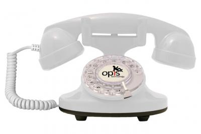 OPIS TECHNOLOGY Opis funkyfon cable : t&eacute;l&eacute;phone filaire &agrave; cadran rotatif au style sinueux des ann&eacute;es 1920 (blanc)