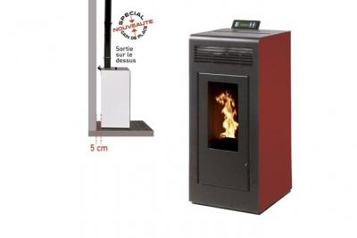 INTERSTOVES Po&ecirc;le &agrave; granules MARINA 13KW Etanche sortie dessus + Conduit 80/125 - Bordeaux