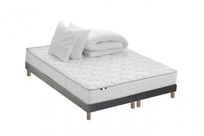  Pack Pr&ecirc;t &agrave; dormir : matelas + sommier + couette + oreillers 160x200