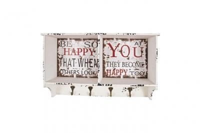 Garderobe murale &agrave; compartiment 4 crochets Be Happy