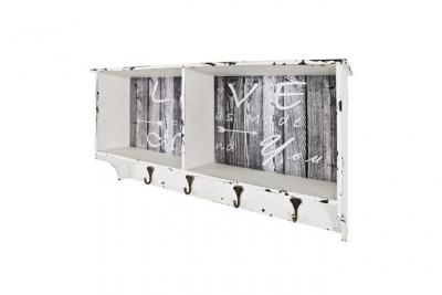 Garderobe murale &agrave; compartiment 4 crochets Blanc