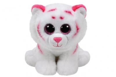 TY Peluche tabor le tigre beanies  medium rose et blanche 33 cm