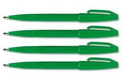 PENTEL  Lot de 12 S520 Sign Pen Stylo feutre &agrave; Pointe fibre fine Vert