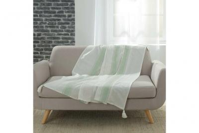  Plaid &agrave; Pompons ""Indira"" 125x150cm Menthe