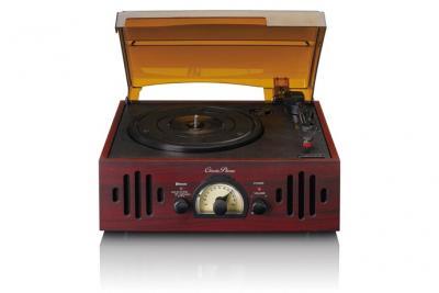 LENCO Platine vinyle r&eacute;tro avec haut parleurs int&eacute;gr&eacute;s noyer 