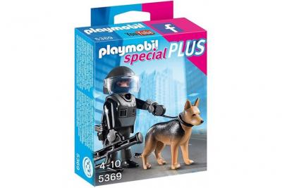 Playmobil Special Plus 5369 Policier des forces sp&eacute;ciales avec chien