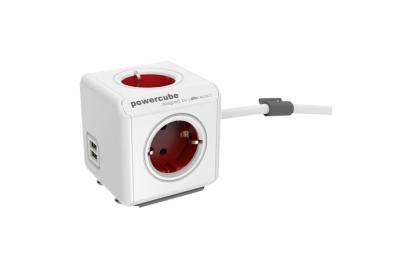 ALLOCACOC PowerCube EXtented USB multiprise rouge