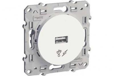 SCHNEIDER ELECTRIC Odace - prise alimentation chargeurs USB blanche - sortie 5V, 1A