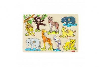 GOKI  Puzzle &agrave; Boutons B&eacute;b&eacute;s Animaux d'Afrique 9 El&eacute;ments - D&egrave;s 12 mois