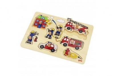 GOKI Puzzle &agrave; boutons Pompiers 8 &eacute;l&eacute;ments