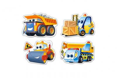 CASTORLAND  Funny Building Machines, 4xPuzzle 3 + 4 + 6 + 9- - Puzzle