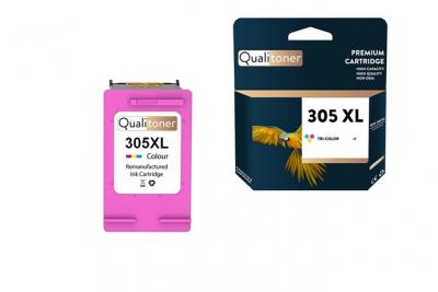 QUALITONER  - 1 Cartouche compatible pour HP 305 XL 305XL Couleur pour Deskjet 1210 1212 1255 2710 2720 2721 2722 2723 2724 2732 2752 2755 Plus 4110 Pl 