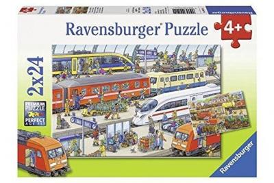 RAVENSBURGER  Busy Train Station Jigsaw Puzzle (2 x 24 Piece) 