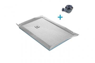 U TILE Receveur de douche &agrave; carreler standard + siphon 360&deg; + natte &eacute;tanche - 150 x 100 cm x 4 mm
