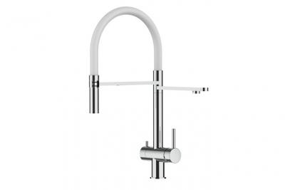 VIZIO Robinet de cuisine 3 voies en acier inox chirurgical poli - douche 2jets d&eacute;tachable VZFX018101